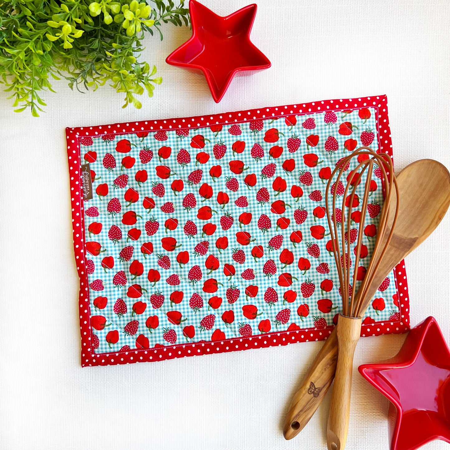 Strawberries on gingham Hot Pad