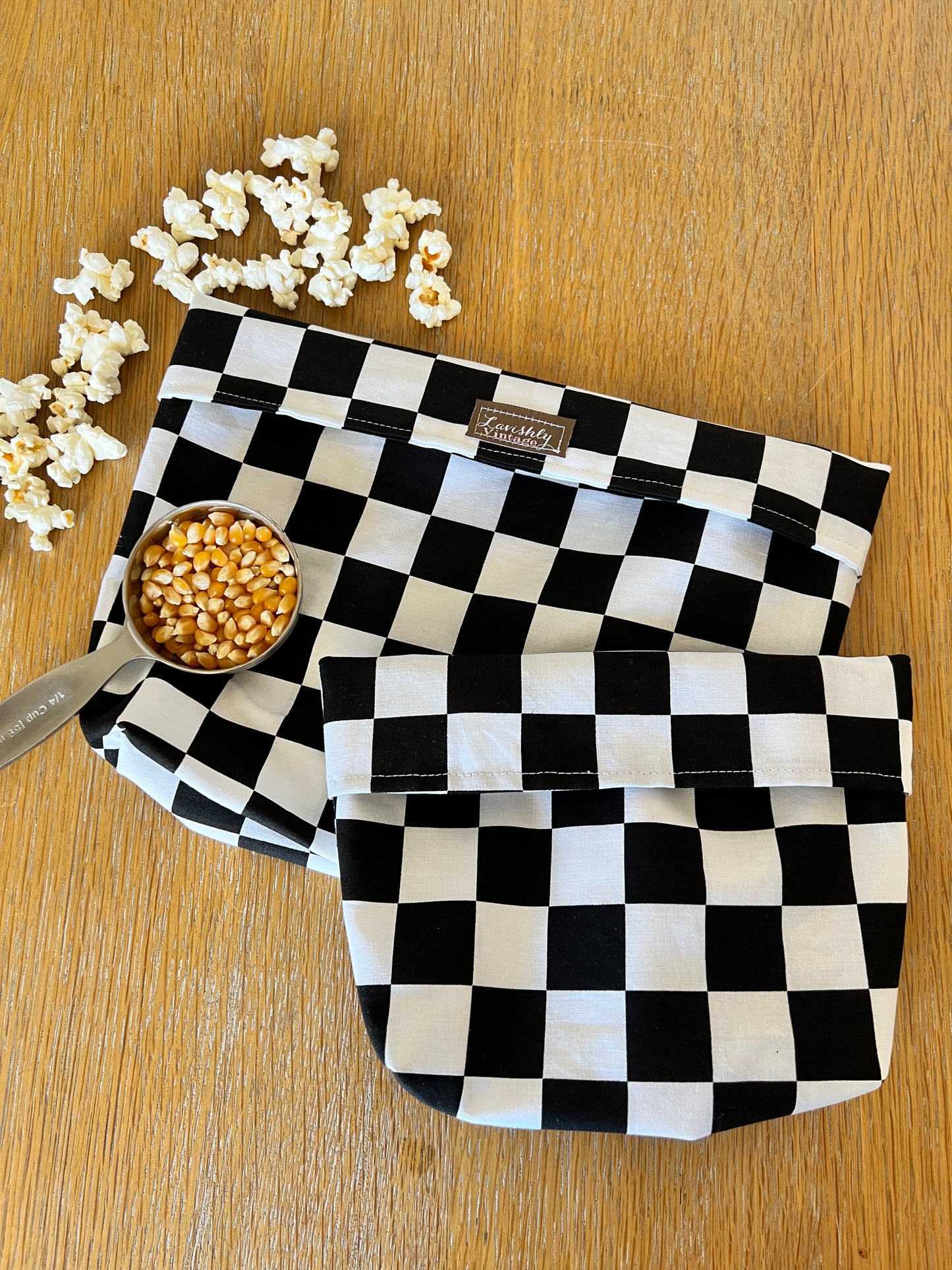 Black Check Popcorn Bag