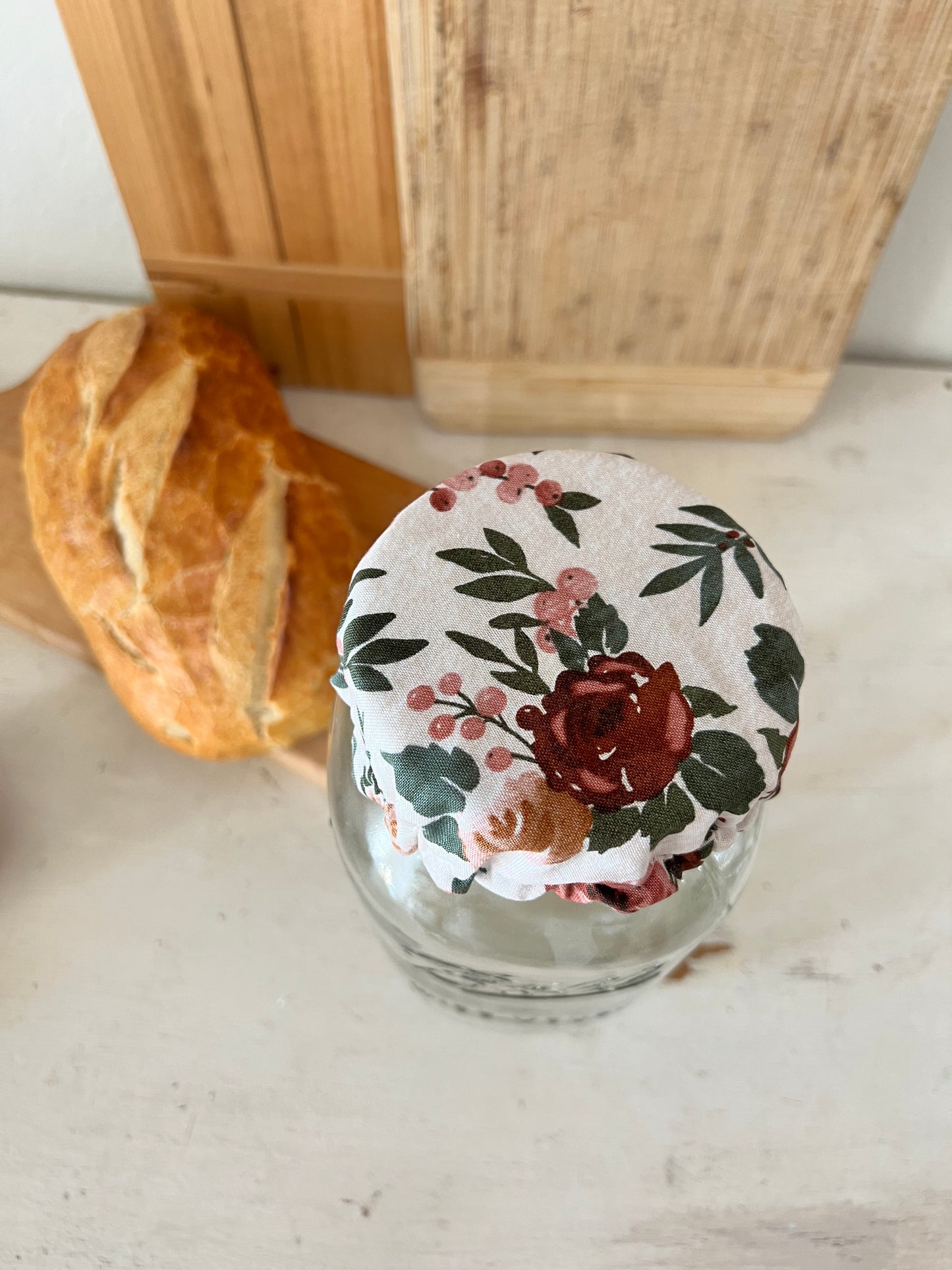 Mauve Florals Jar Cover