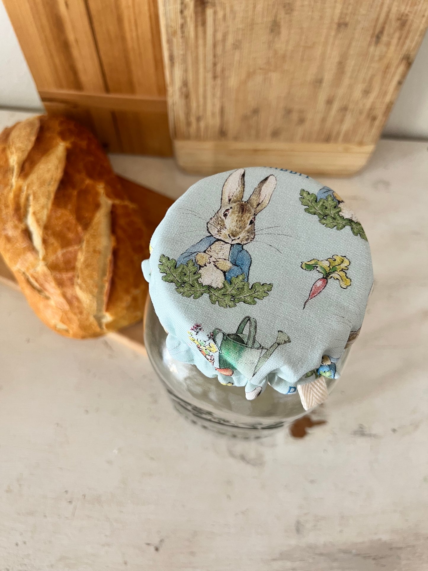 Peter Rabbit on Blue Jar Cover