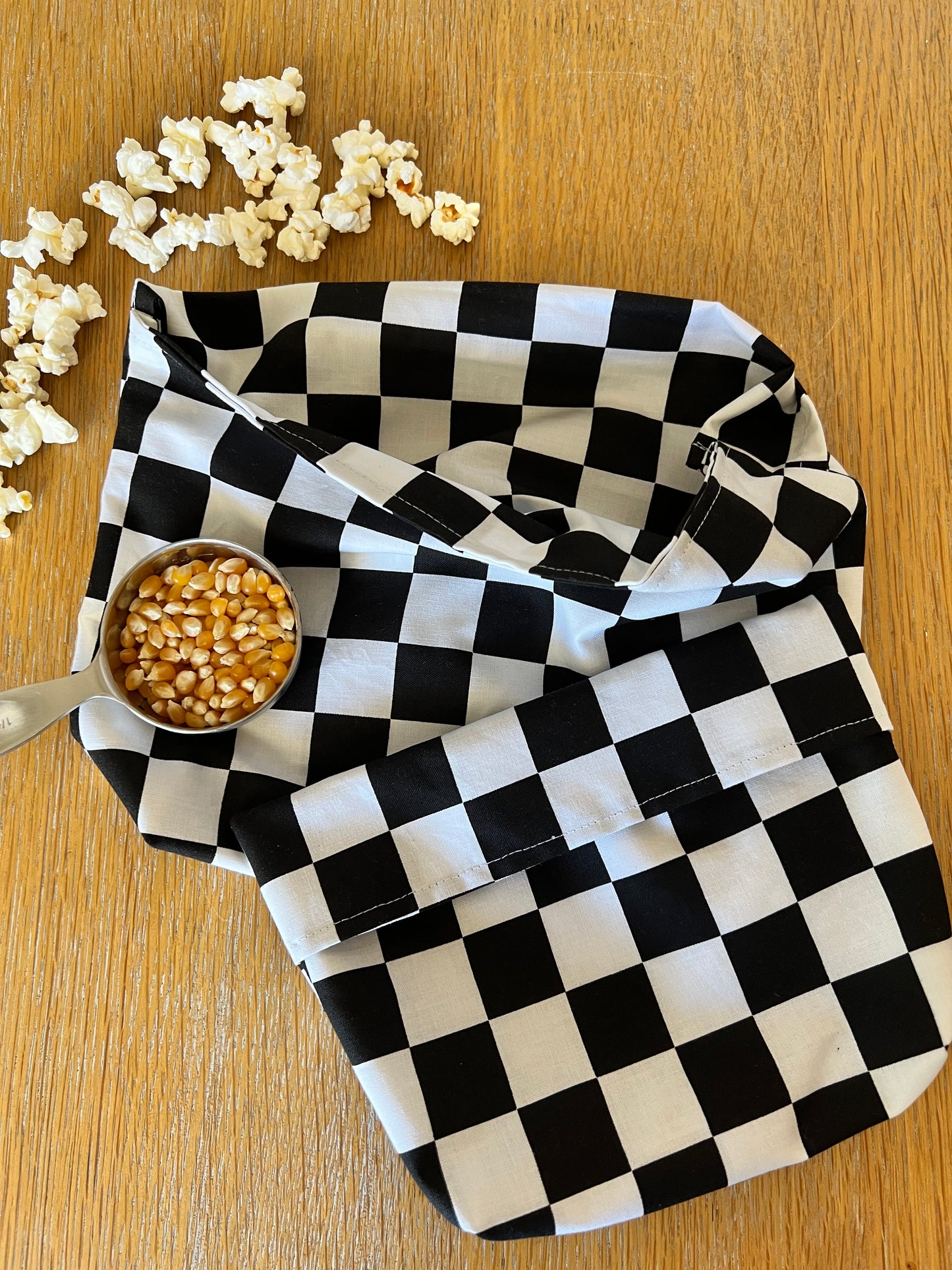 Black Check Popcorn Bag