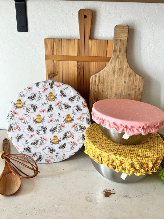 Embroidered Bees Bowl Cover Set