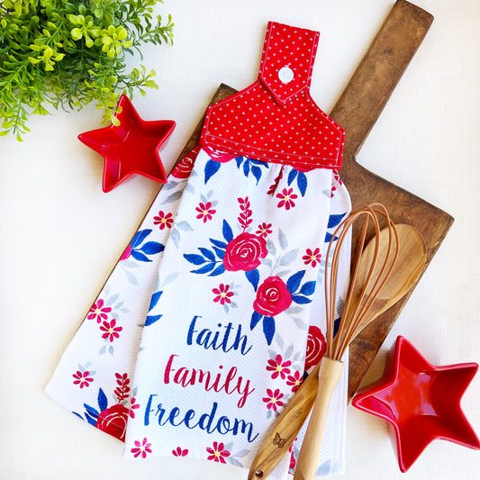 Patriotic Faith Family Freedom Florals Towel